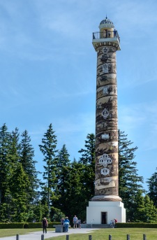 Astoria Column. The 125-foot-tall column overlooks the mouth of the Columbia River. The column was built in 1926. A 164 step interior spiral staircase ascends to an observation deck at the top.